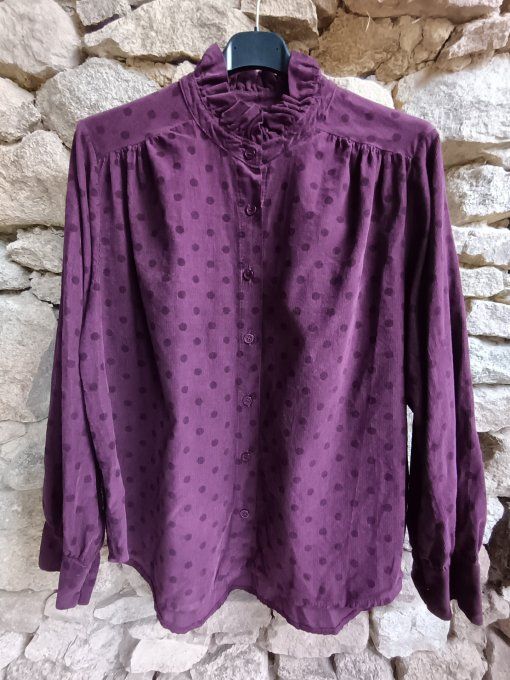 Chemise velours à pois