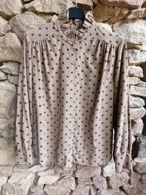 Chemise velours à pois