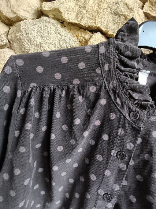 Chemise velours à pois