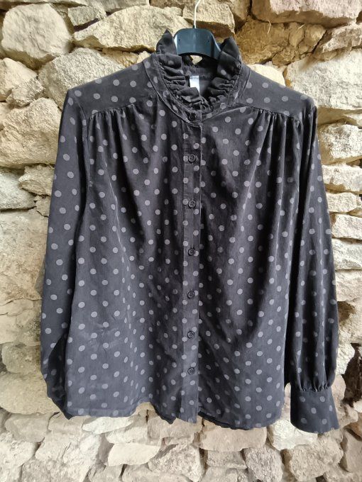 Chemise velours à pois