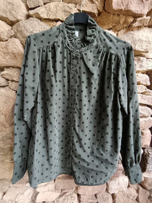 Chemise velours à pois