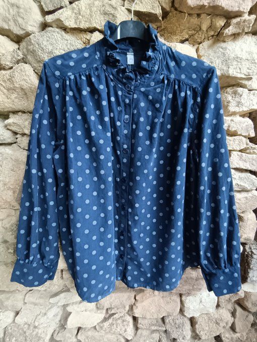 Chemise velours à pois