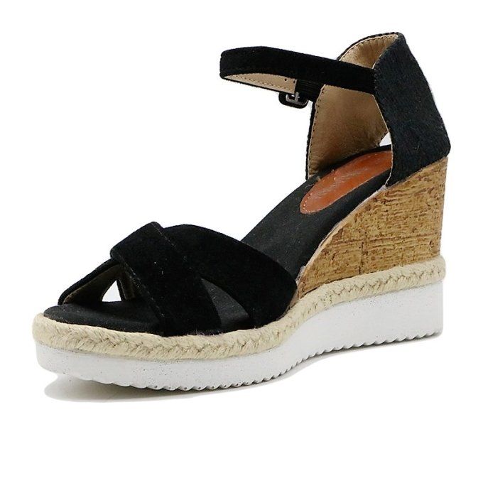 Sandales compensées noires