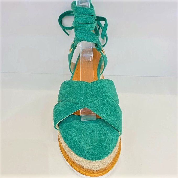 Sandales compensées vertes