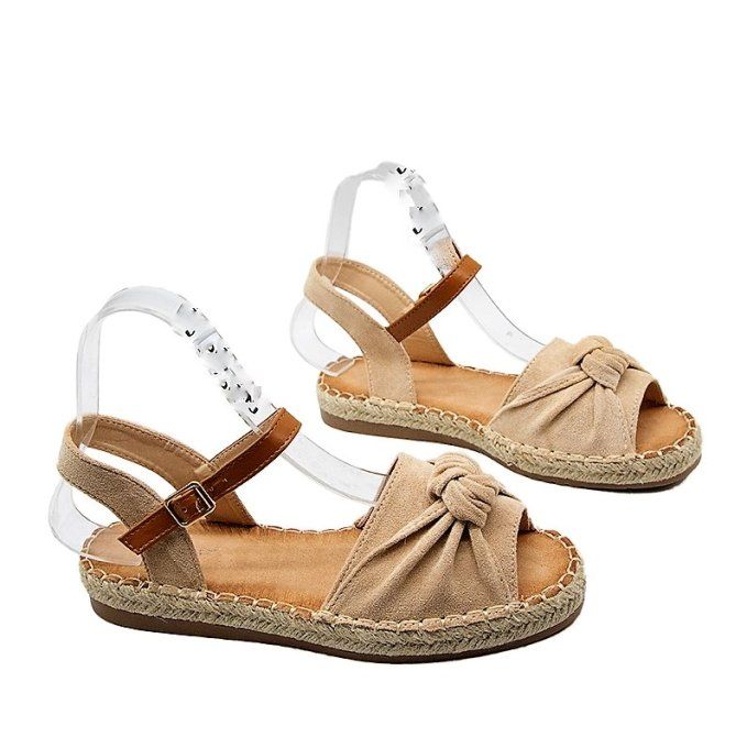 Sandales plates suédine beige