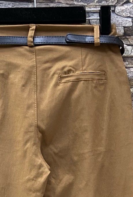 Pantalon Poches Froufrous Camel