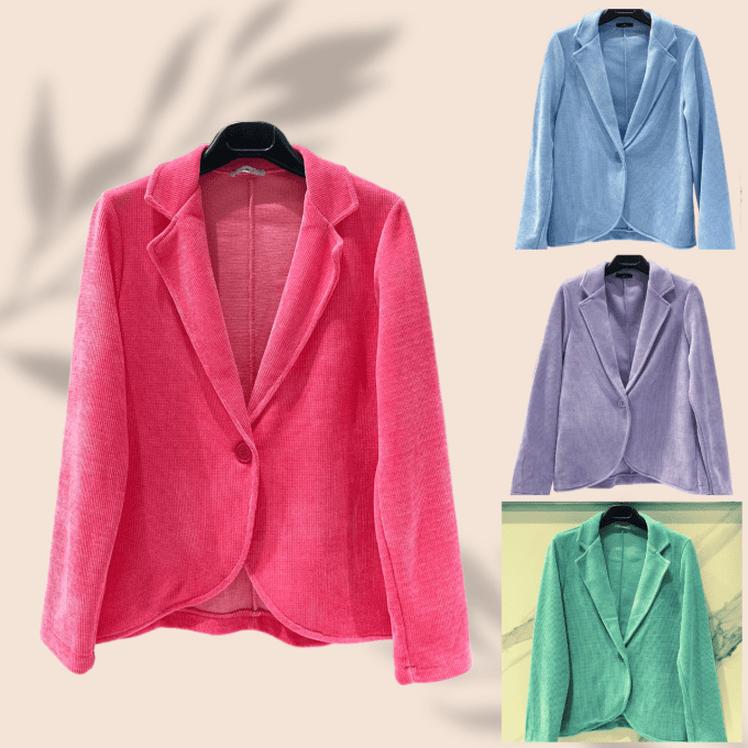 Gilet Blazer Velours Bleu