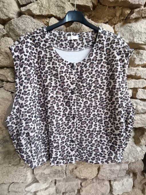 Gilet sans manches léopard