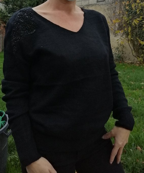 Pull avec broderies et perles