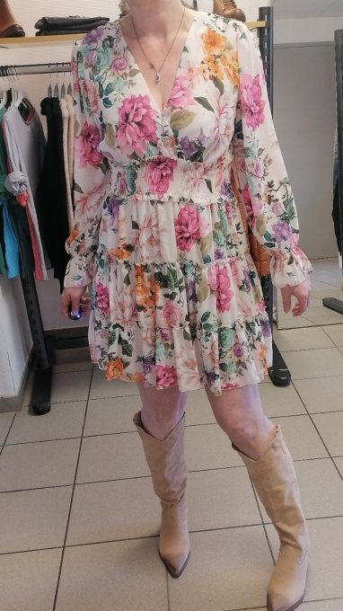 Robe fleurie col croisé