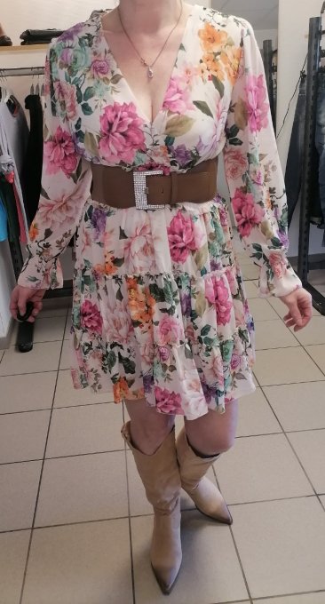 Robe fleurie col croisé