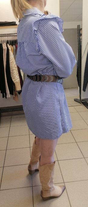 Robe chemise rayée à volants
