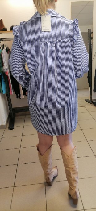 Robe chemise rayée à volants