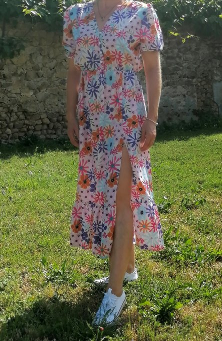 Robe longue fleurie modèle multicolore