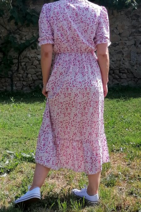 Robe longue fleurie modèle parme