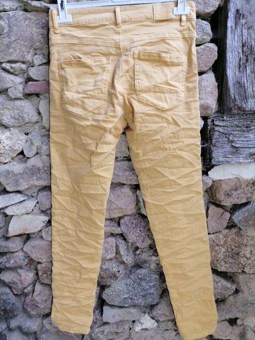 Pantalon skinny bandes latérales Moutarde