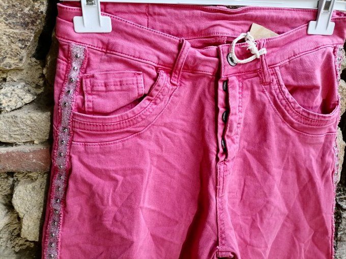 Pantalon skinny bandes latérales Fuchsia