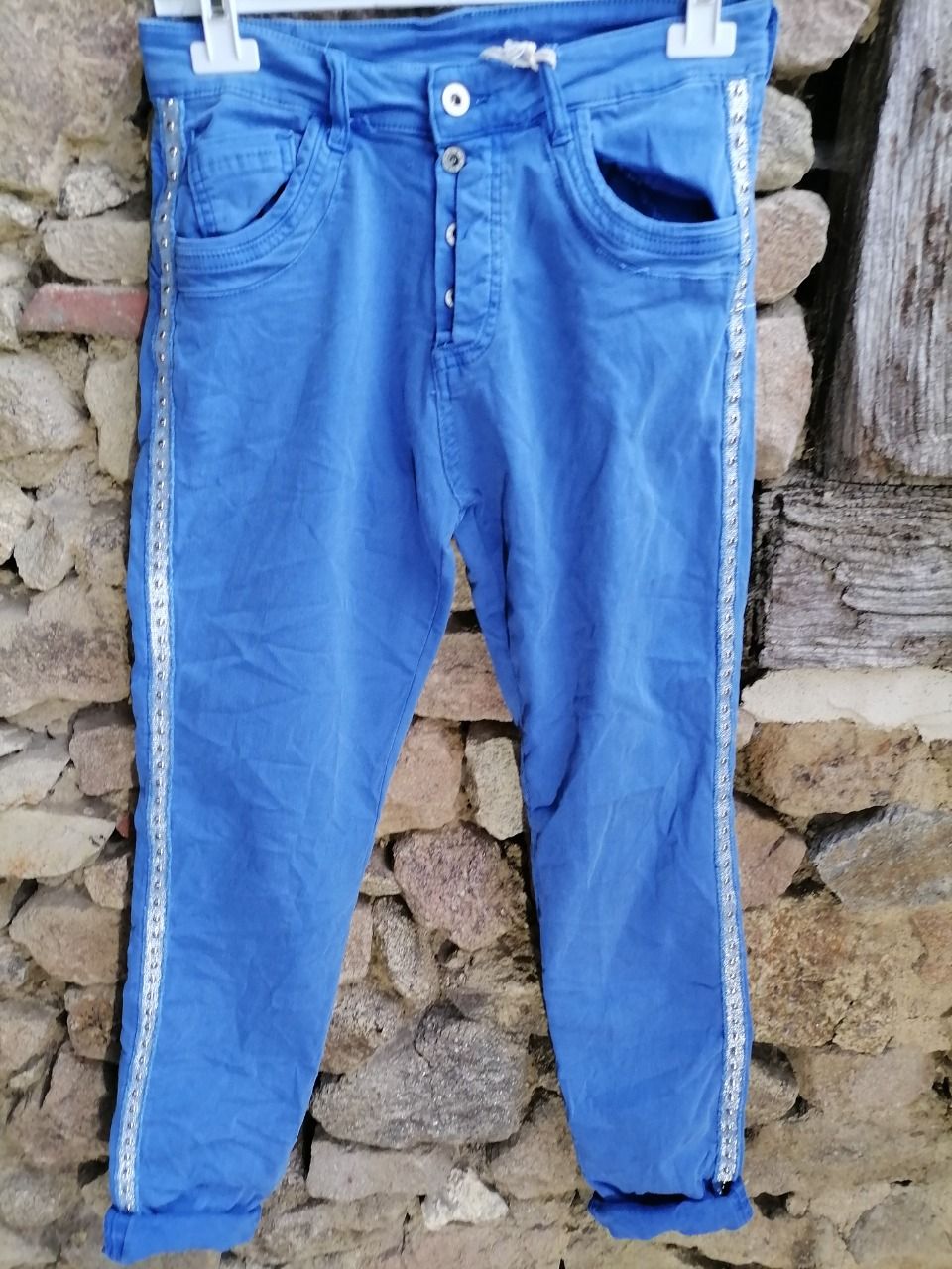 Pantalon skinny bandes latérales Bleu Royal