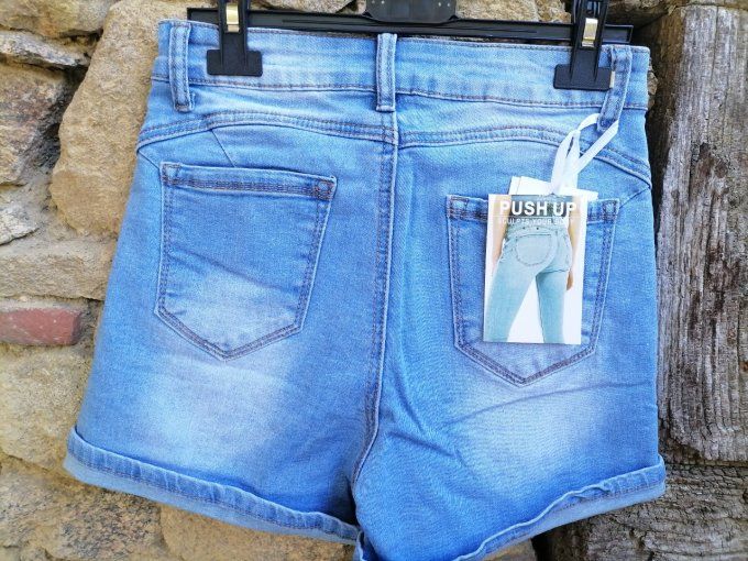 Short jean à revers
