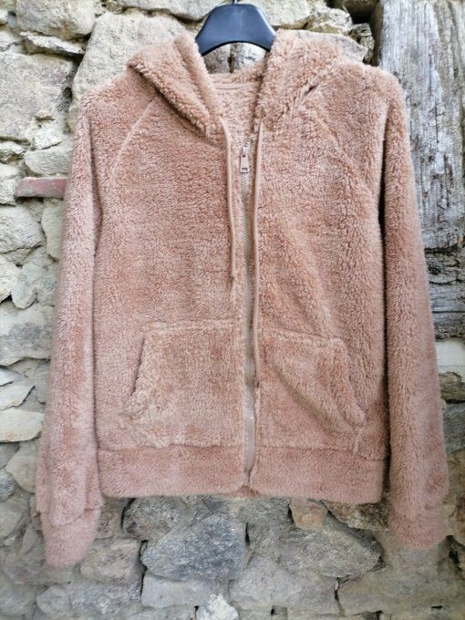 Gilet Zippé Peluche Camel