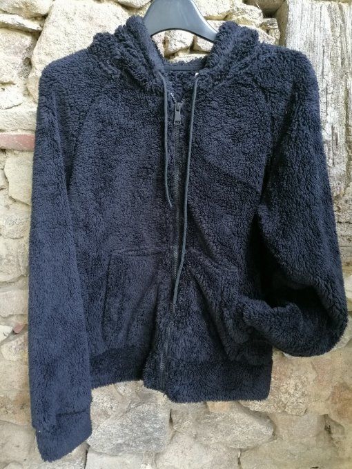 Gilet Zippé Peluche Noir