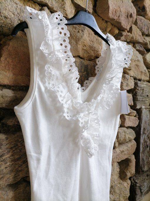 Débardeur Froufrous Broderie Anglaise