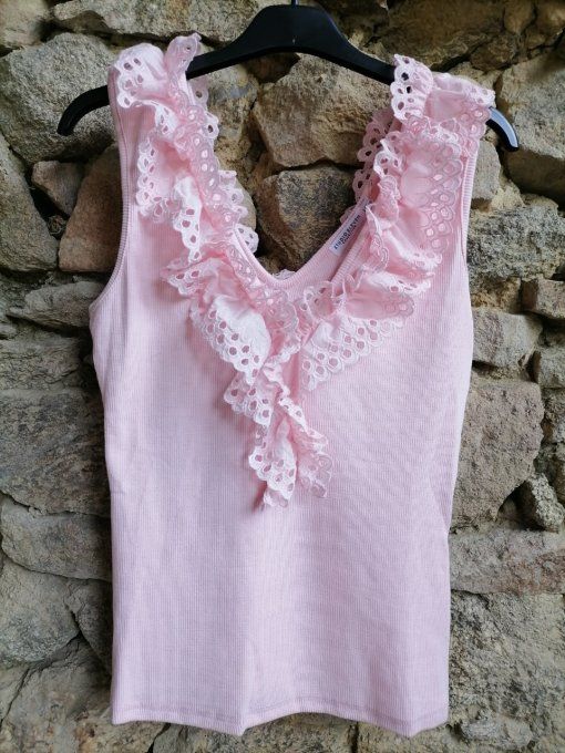 Débardeur Froufrous Broderie Anglaise