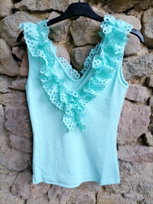 Débardeur Froufrous Broderie Anglaise