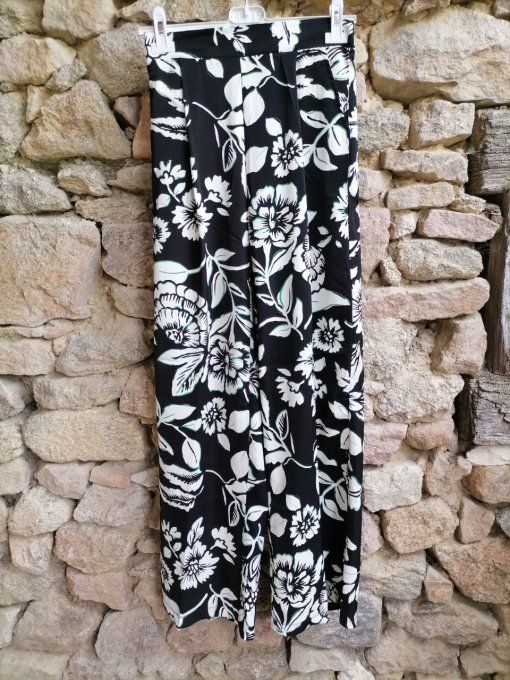 Pantalon Fluide Imprimé Noir