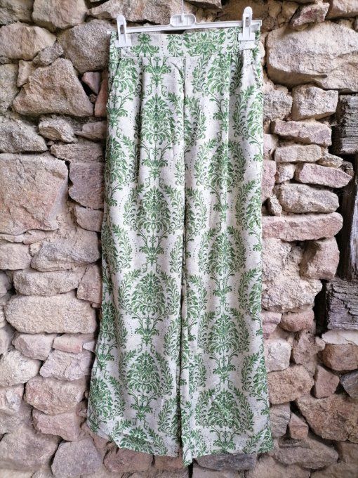 Pantalon Fluide Imprimé Vert