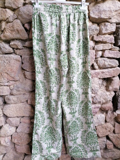 Pantalon Fluide Imprimé Vert