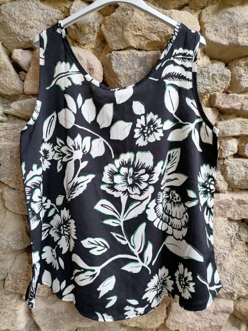 Débardeur Fluide Imprimé Noir