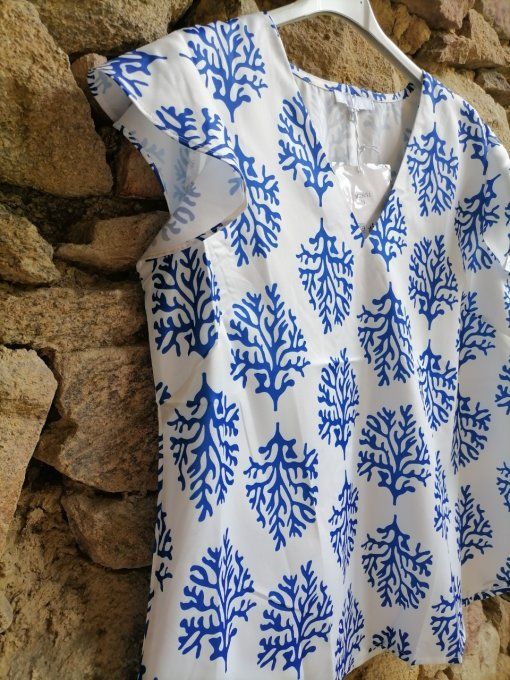 Top Imprimé Arbre Bleu