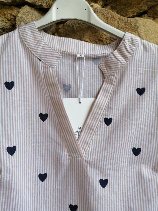 Chemisette Rayée Coeurs