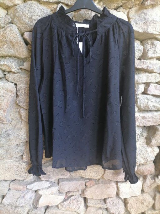 Blouse Feuilles Noire