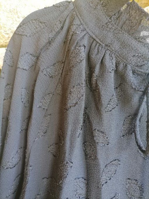 Blouse Feuilles Noire