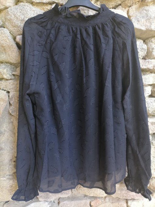 Blouse Feuilles Noire