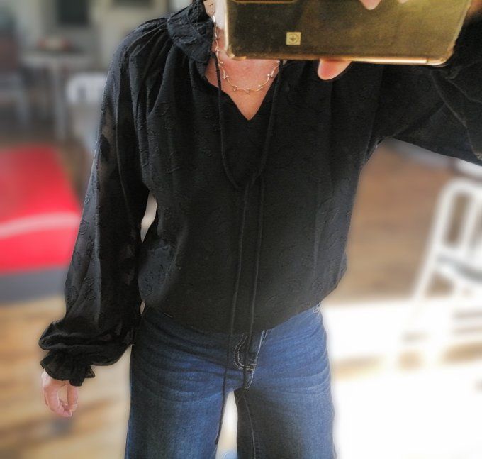 Blouse Feuilles Noire