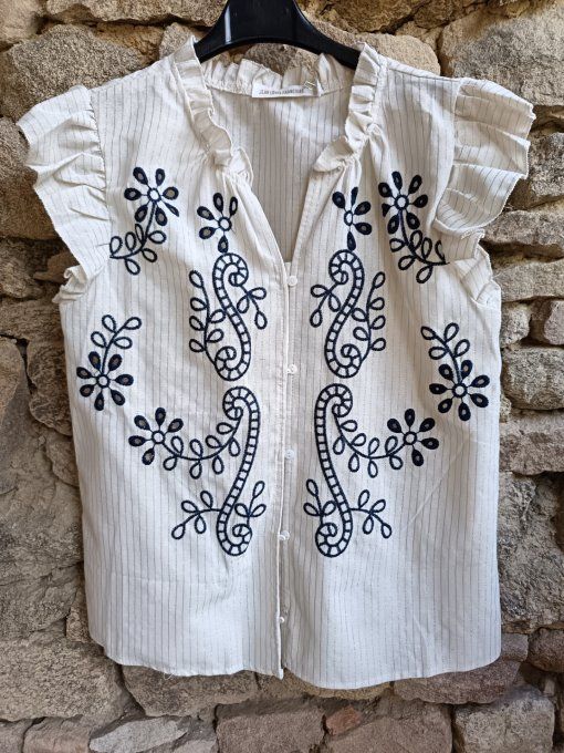 Blouses Rayées Brodées