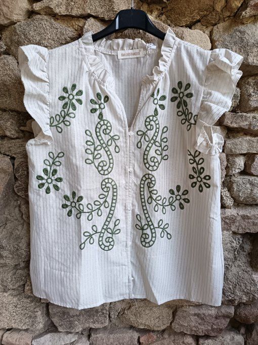 Blouses Rayées Brodées