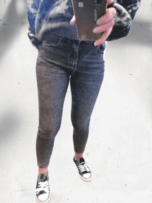 Jean skinny crop Anthracite délavé