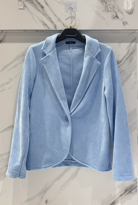 Gilet Blazer Velours Bleu