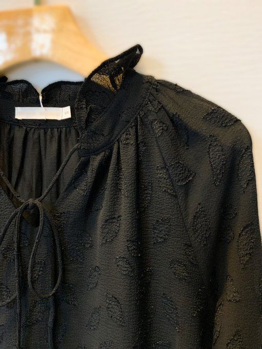 Blouse Feuilles Noire
