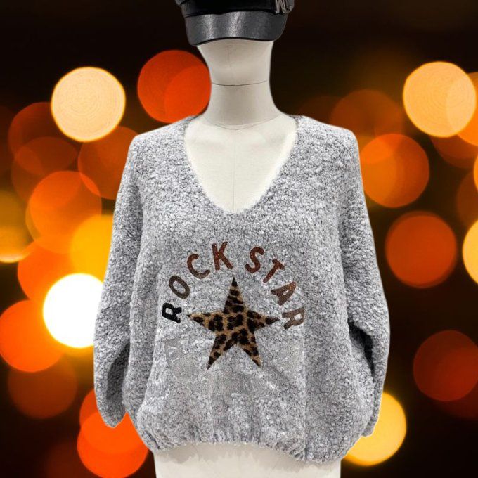 Pull Nuage Rock Star Gris