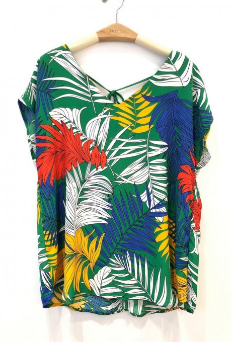 Top imprimé feuilles tropicales