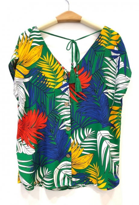 Top imprimé feuilles tropicales  
