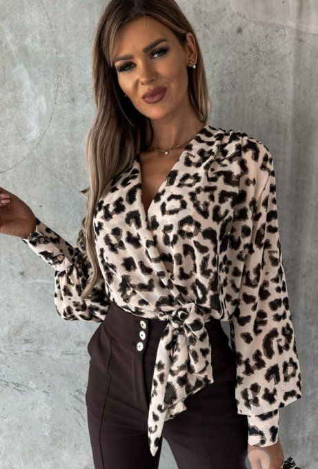Blouse Crop Cache-Coeur Beige