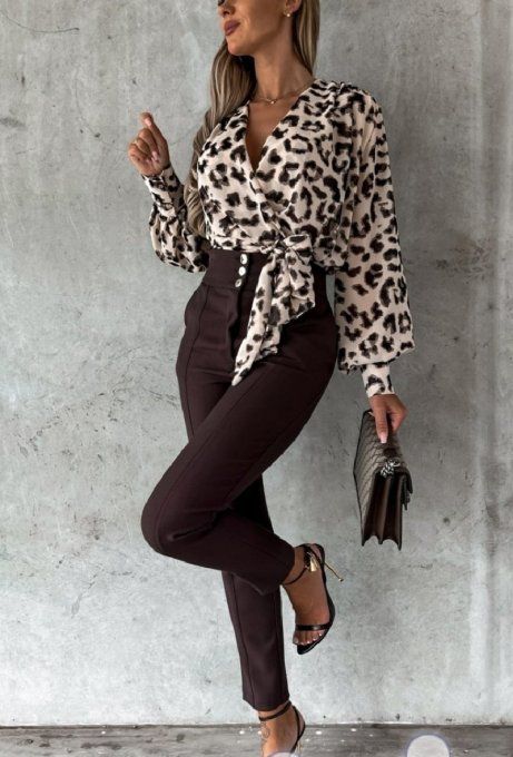 Blouse Crop Cache-Coeur Beige