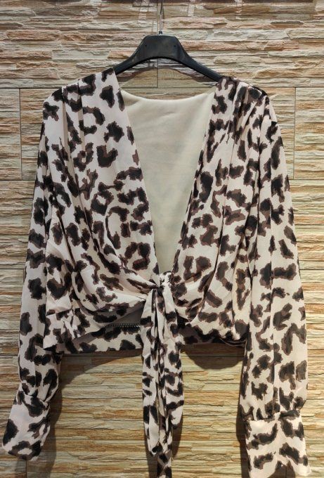 Blouse Crop Cache-Coeur Beige