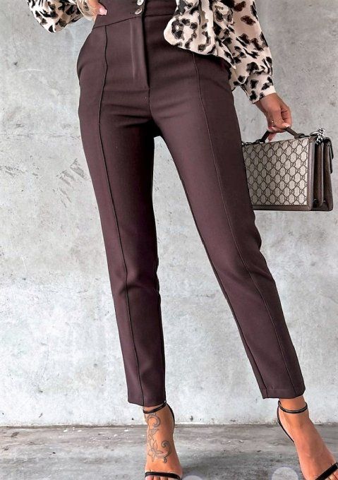 Pantalon Fuselé Marron
